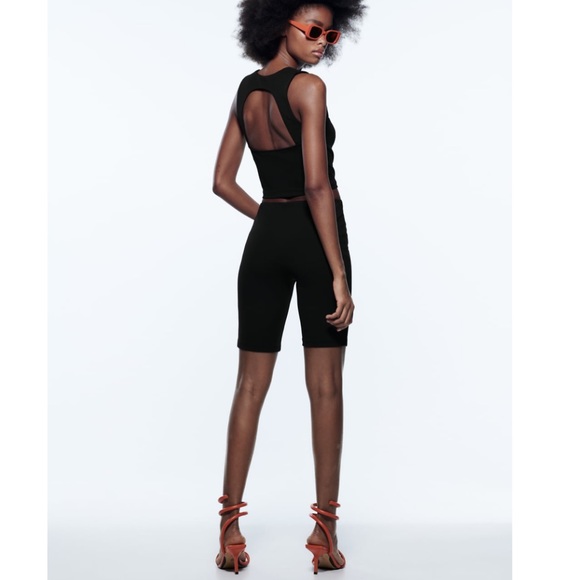 NWT ZARA High-waisted leggings with elastic waistband BIKE SHORTS. Fitted - Picture 5 of 9